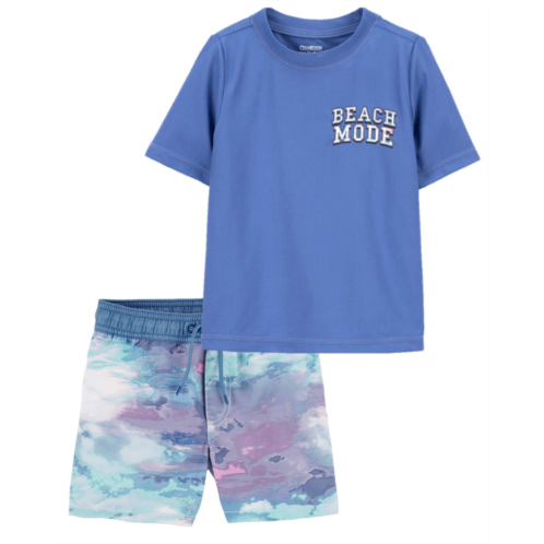 Carters Multi Toddler Beach Mode Rashguard & Tie-Dye Swim Trunks Set