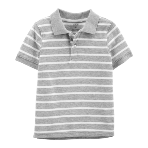 Carters Grey/White Toddler Striped Jersey Polo