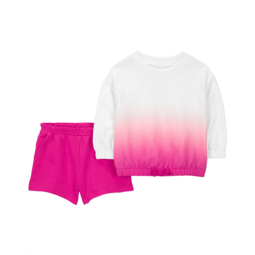 Carters Pink Baby 2-Piece Dip-Dye Sweatshirt & Short Set