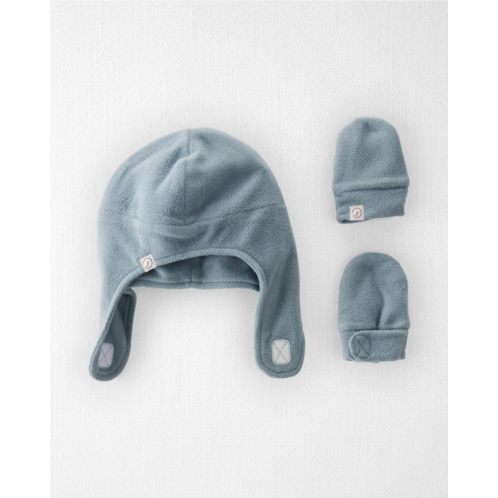 Oshkoshbgosh Winter Blue Baby 2-Pack Recycled Fleece Hat and Mittens Set | oshkosh.com