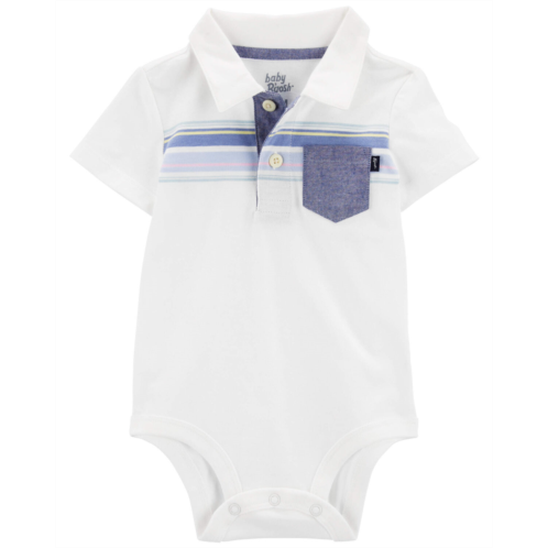 Oshkoshbgosh White Baby Pocket Henley Jersey Bodysuit | oshkosh.com