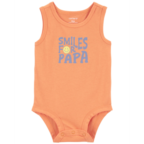 Oshkoshbgosh Orange Baby Smiles For Papa Sleeveless Bodysuit | oshkosh.com