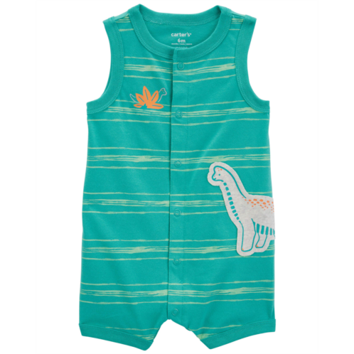 Carters Teal Baby Dinosaur Snap-Up Cotton Romper