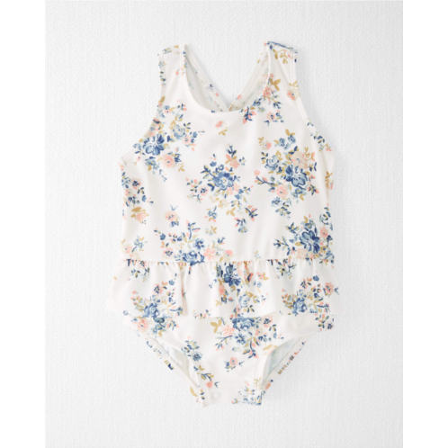 Carters Vintage Floral Print Baby Recycled Ruffle Swimsuit