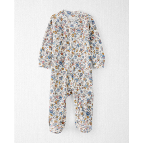 Carters Damask Floral Print Baby Organic Cotton Sleep & Play Pajamas