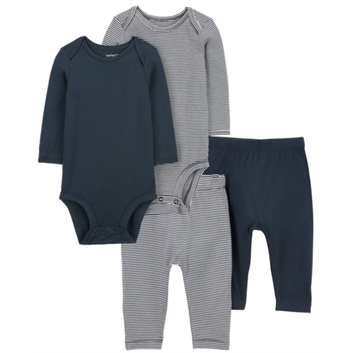 Carters Navy Baby 4-Piece PurelySoft Long-Sleeve Bodysuits & Pants Set