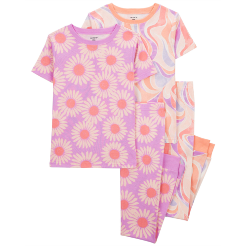 Oshkoshbgosh Pink Kid 4-Piece Daisy 100% Snug Fit Cotton Pajamas | oshkosh.com