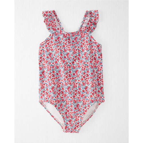 Carters Patriotic Poppy Print Toddler Recycled Swimsuit