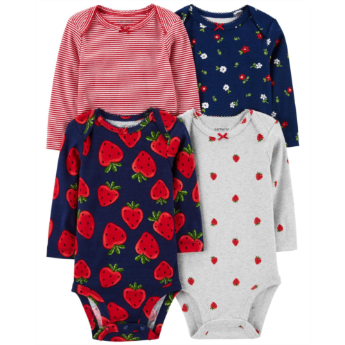 Carters Red/Blue Baby 4-Piece Long-Sleeve Bodysuits