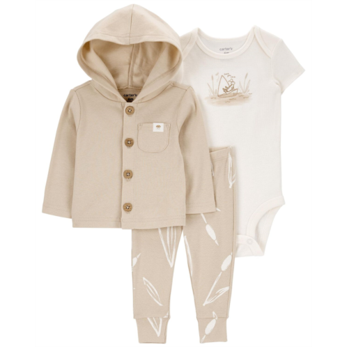 Carters Brown/White Baby 3-Piece Little Cardigan Set