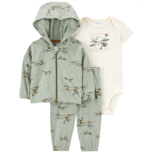 Carters Green Baby 3-Piece Airplane Little Jacket Set