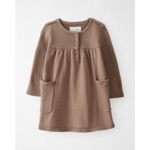 Carters Nutmeg Baby Organic Cotton Ribbed Sweater Knit Dress in Light Brown