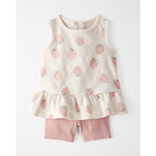 Carters Strawberries & Cream Print Baby 2-Piece Sun Set Made with Organic Cotton