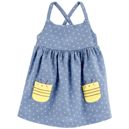 Carters Blue/Yellow Baby Polka Dot Bee Sleeveless Dress