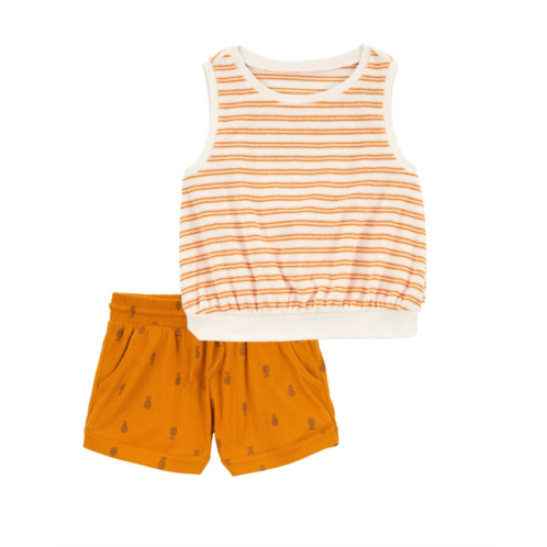 Carters Multi Kid 2-Piece Striped Terry Tank & Pull-On Shorts Set
