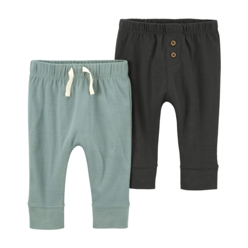 Carters Grey/Olive Baby 2-Pack Pull-On Cotton Pants