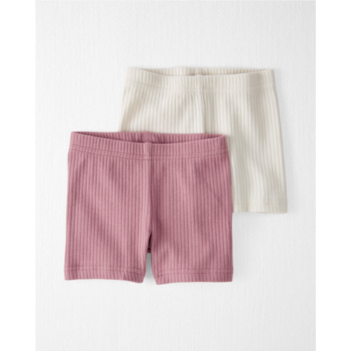 Carters Dark Blush, Sweet Cream Baby Organic Cotton Ribbed Pedal Shorts