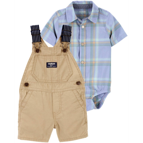 Carters Multi Baby 2-Piece Button-Front Bodysuit & Classic Shortalls Set