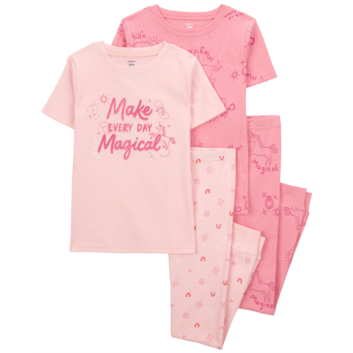 Carters Pink Kid 4-Piece Unicorn 100% Snug Fit Cotton Pajamas