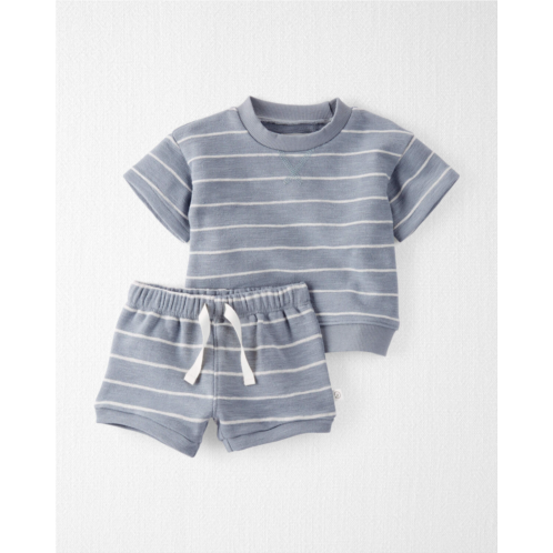 Carters Blue Stripe Baby Organic Cotton Blue Striped 2-Piece Set
