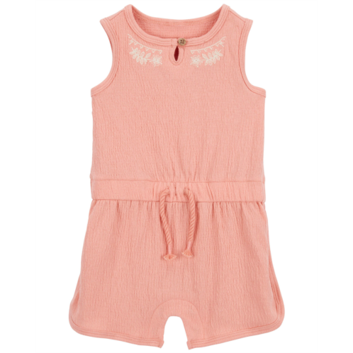 Carters Pink Baby Embroidered Floral Romper