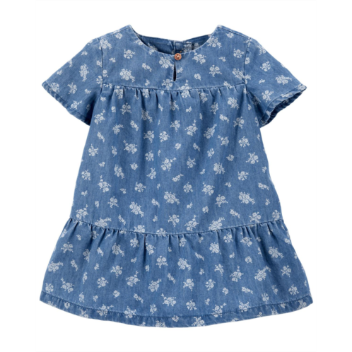 Carters Blue Baby Floral Chambray Dress