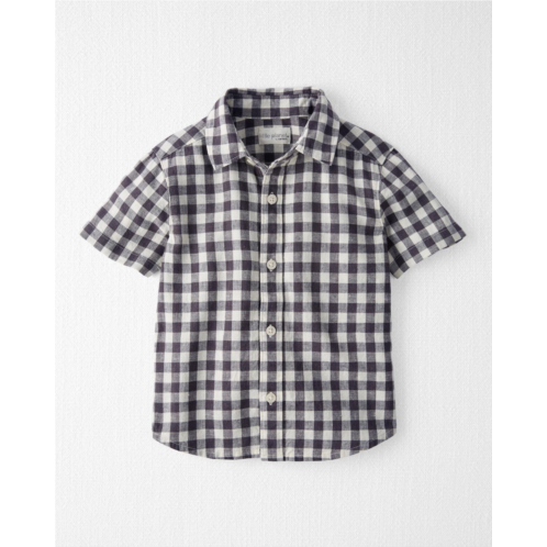 Carters Charcoal Toddler Gingham Button-Front Shirt Made with LENZING ECOVERO and Linen