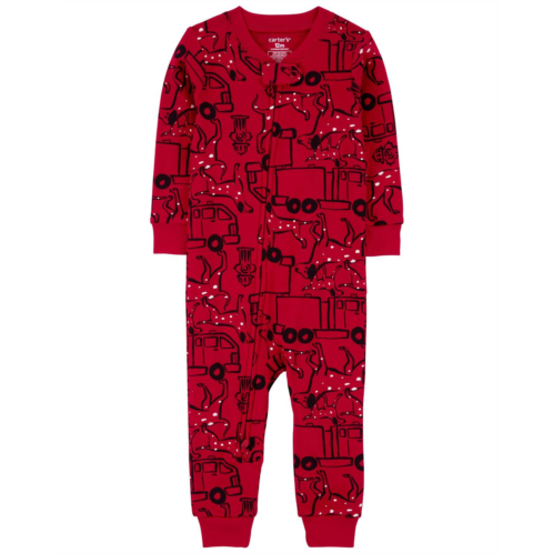 Carters Red Baby 1-Piece Firetruck 100% Snug Fit Cotton Footless Pajamas