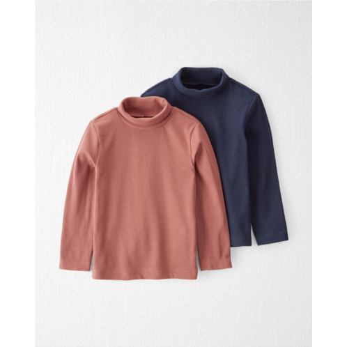 Carters Navy, Dusty Rose Toddler 2-Pack Organic Cotton Mock Neck Rib Tops