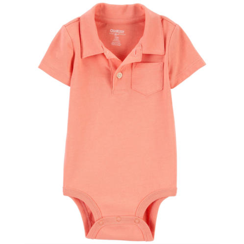 Oshkoshbgosh Orange Baby Pocket Henley Jersey Bodysuit | oshkosh.com