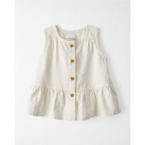 Carters Sweet Cream Baby Button-Front Ruffle Top Made with LENZING ECOVERO and Linen