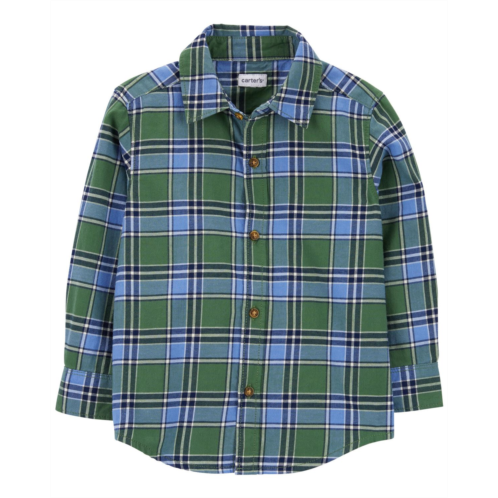 Carters Green/Blue Toddler Plaid Button-Front Shirt