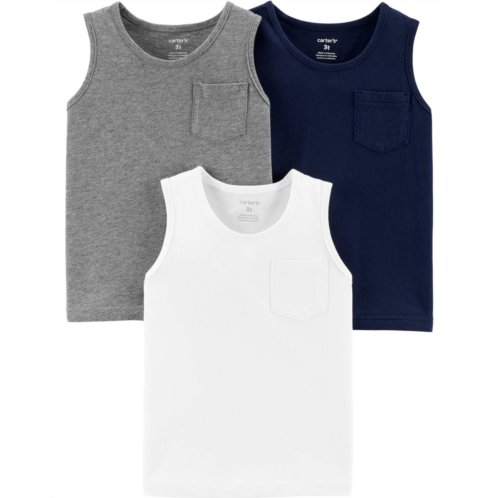 Carters Navy/Heather/White Baby 3-Pack Jersey Tanks