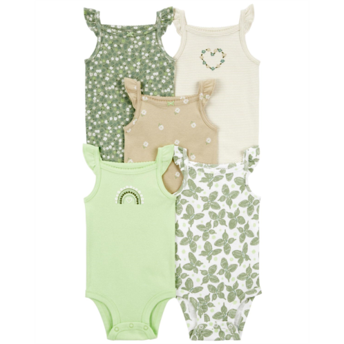 Carters Green Baby 5-Pack Butterfly Flutter Bodysuits