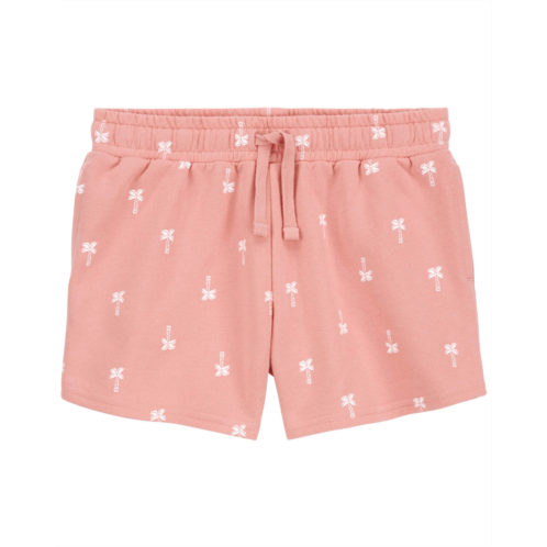 Carters Coral Kid Palm Tree Pull-On French Terry Shorts