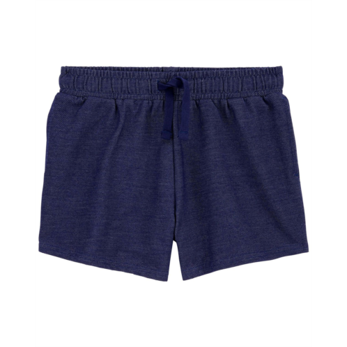Carters Navy Kid Knit Denim Pull-On French Terry Shorts