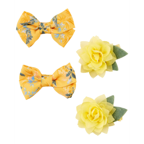 Carters Orange, Yellow Baby 4-Pack Hair Clips