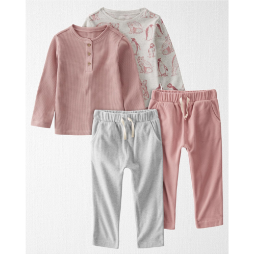 Carters Multi Toddler 4-Pack Bodysuits and Fleece Pants Made with Organic Cotton and Recycled Materials