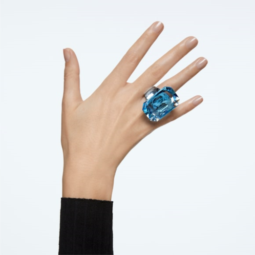 Swarovski Lucent cocktail ring, Oversized crystal, Octagon cut, Blue