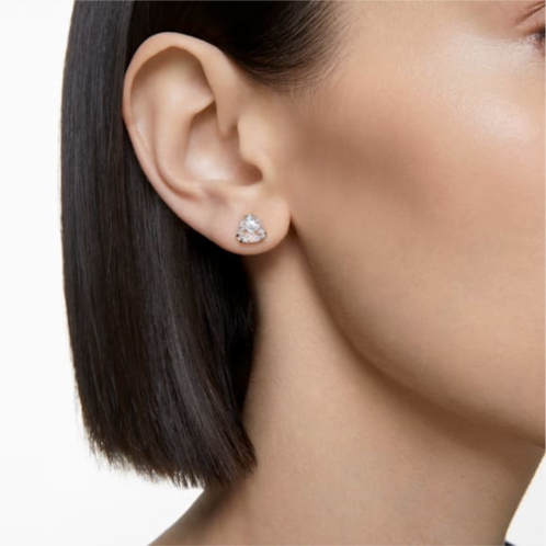 Swarovski Millenia stud earrings, Trilliant cut, White, Rhodium plated