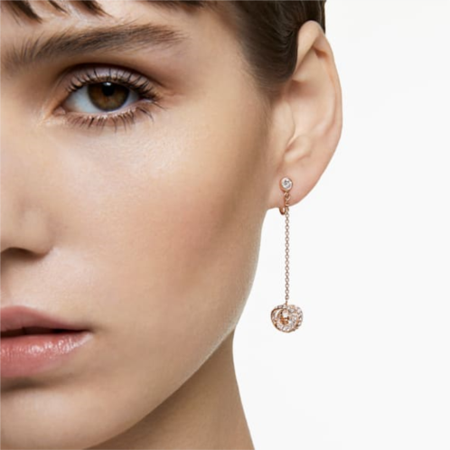 Swarovski Generation clip earrings, Long, White, Rose gold-tone plated
