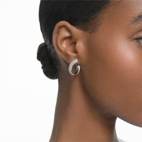 Swarovski Exist hoop earrings, Small, White, Rhodium plated