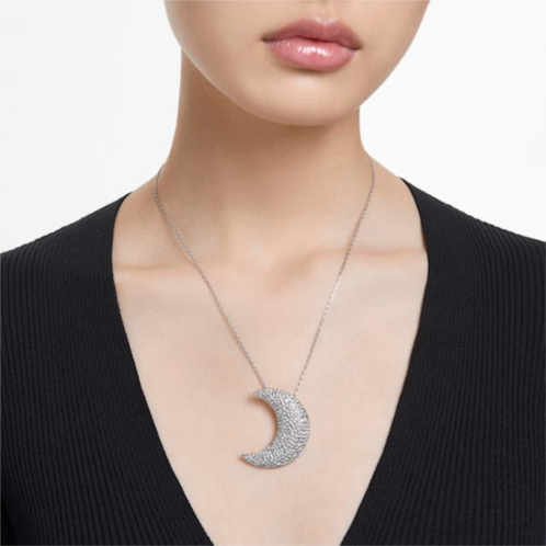 Swarovski Luna pendant, Moon, White, Rhodium plated