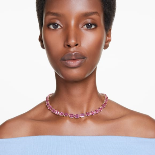Swarovski Millenia necklace, Octagon cut, Pink, Gold-tone plated