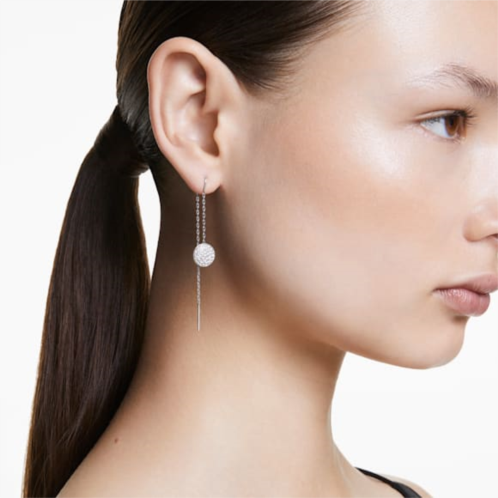 Swarovski Meteora drop earrings, White, Rhodium plated