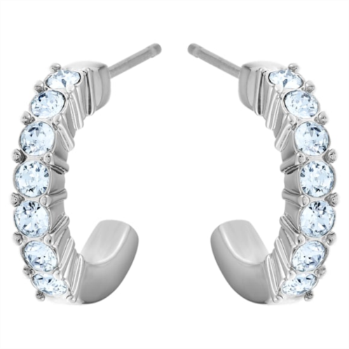 Swarovski Mini Hoop hoop earrings, Blue, Rhodium plated