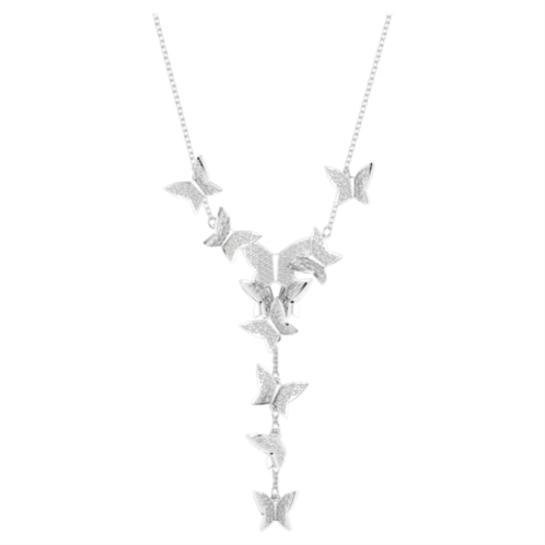 Swarovski Lilia Y necklace, Butterfly, White, Rhodium plated