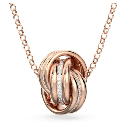 Swarovski Further pendant, Intertwined circles, White, Rose gold-tone plated