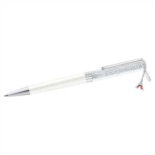 Swarovski Crystalline ballpoint pen, Eiffel tower, White, Chrome plated
