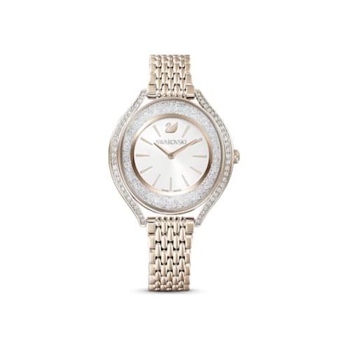 Swarovski Crystalline Aura watch, Swiss Made, Metal bracelet, Gold tone, Champagne gold-tone finish